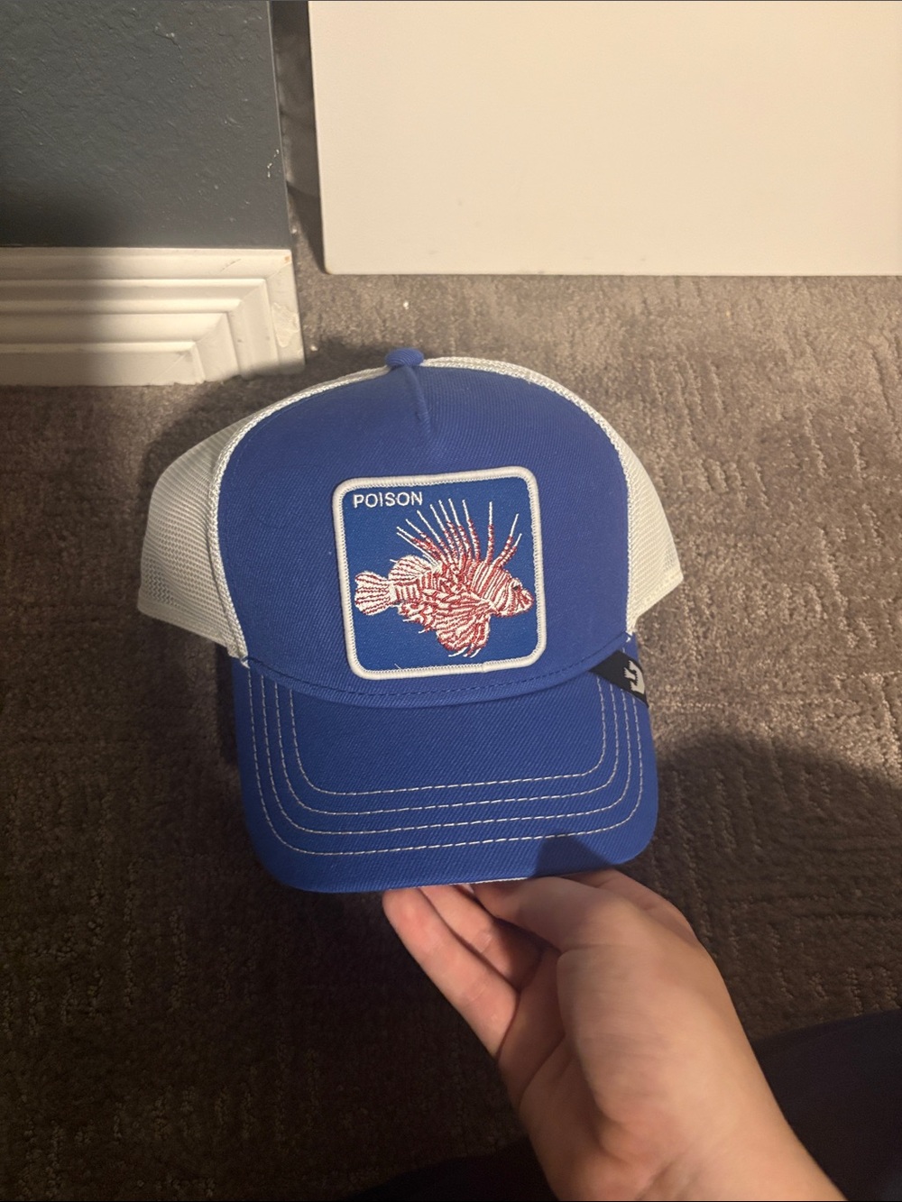 Goorin Bros Black Patch Hat with White Script Logo
